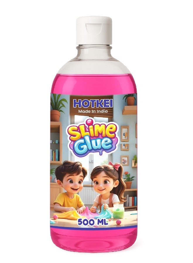 HOTKEI 500 ml Pink Slime Glue DIY Magic Jelly Putty Toy for Slime Making Maker kit Set Liquid Gel Games Birthday Gift Toys for Boys Girls Kids for Making Slimes at Home 3 to 10 Years - Image 1